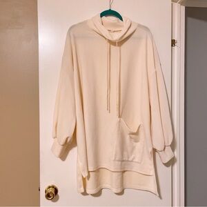 NAP Loungewear Oversized Beige Turtleneck Pullover Fleece Top Size S